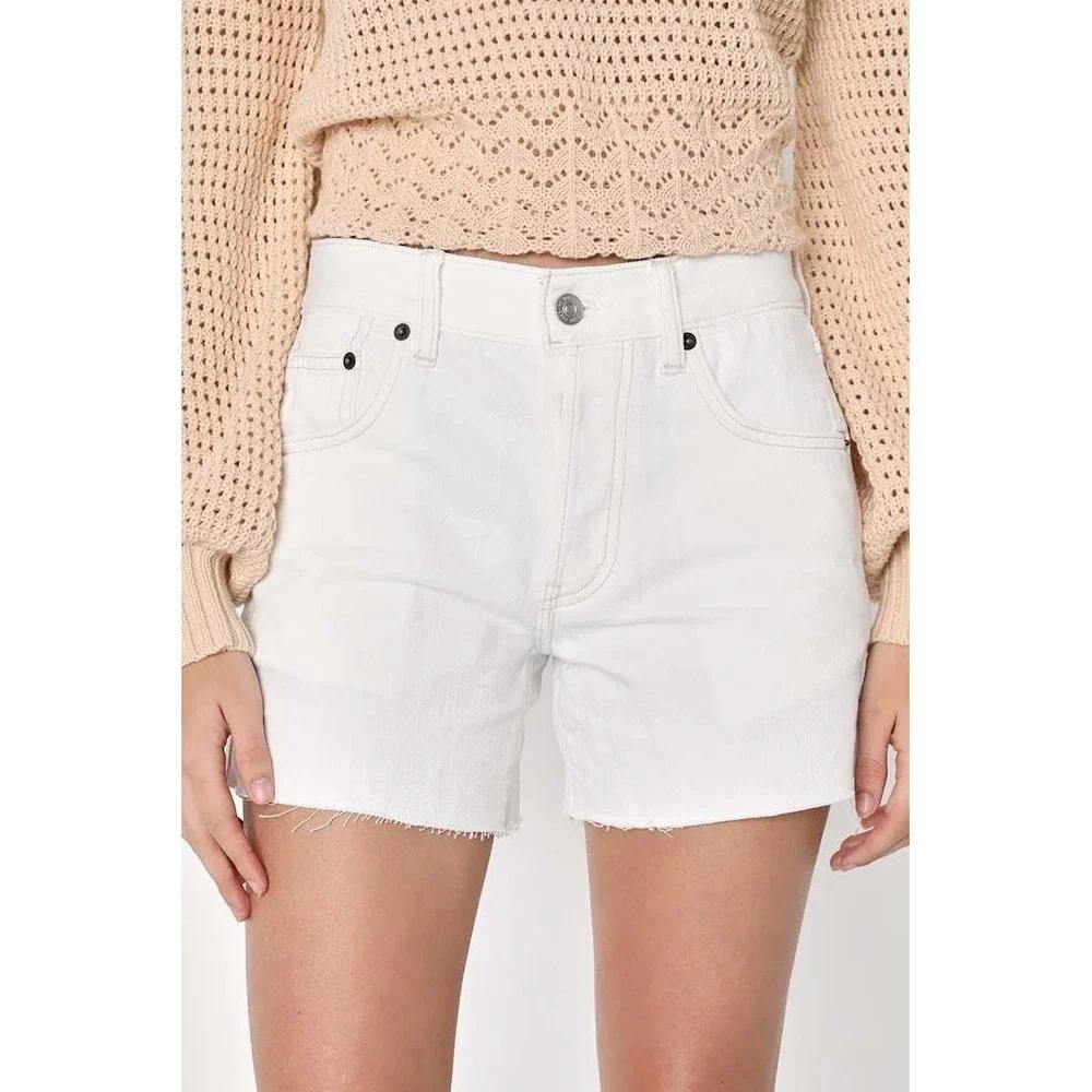 NEW Free People We the Free Ivy City Mid Rise Denim Short Cream Womens 25